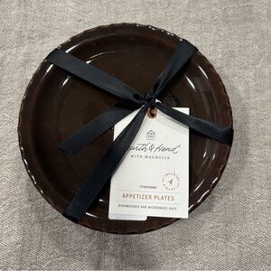 NWT Hearth & Hand with Magnolia Mushroom Ceramic Appetizer Plates Forest Brown